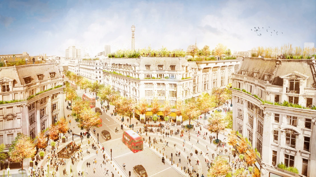 Centrum Londýna bez aut a&nbsp;ruchu. Oxford Circus se promění v&nbsp;zelené korzo