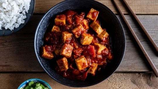 Đậu Sốt Cà Chua aneb složitý název pro jednoduché vietnamské jídlo: tofu v rajčatové omáčce