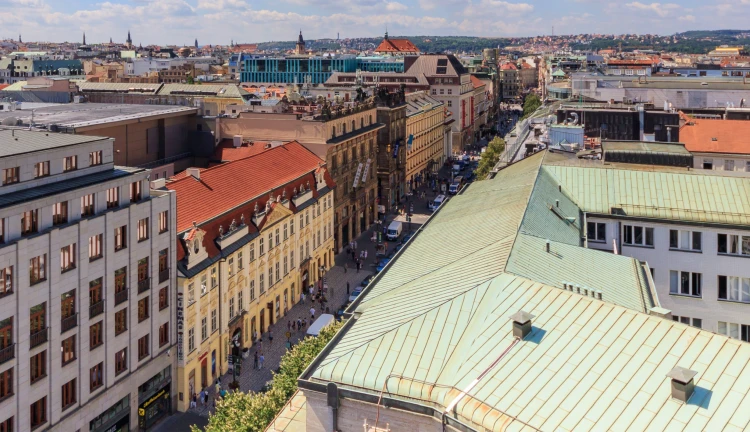 Pohled na pražskou ulici Na Příkopě