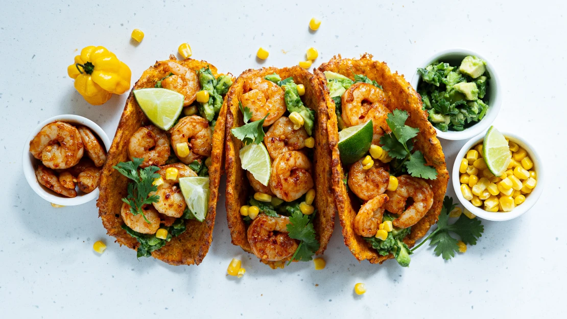 Křupavé & bez mouky. Vyzkoušejte low carb mrkvové tacos s&nbsp;krevetami