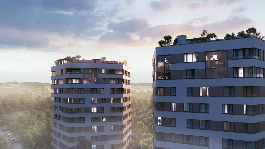 Výhledy a&nbsp;luxus. Prohlédněte si penthousy za sto milionů v&nbsp;nové pražské čtvrti