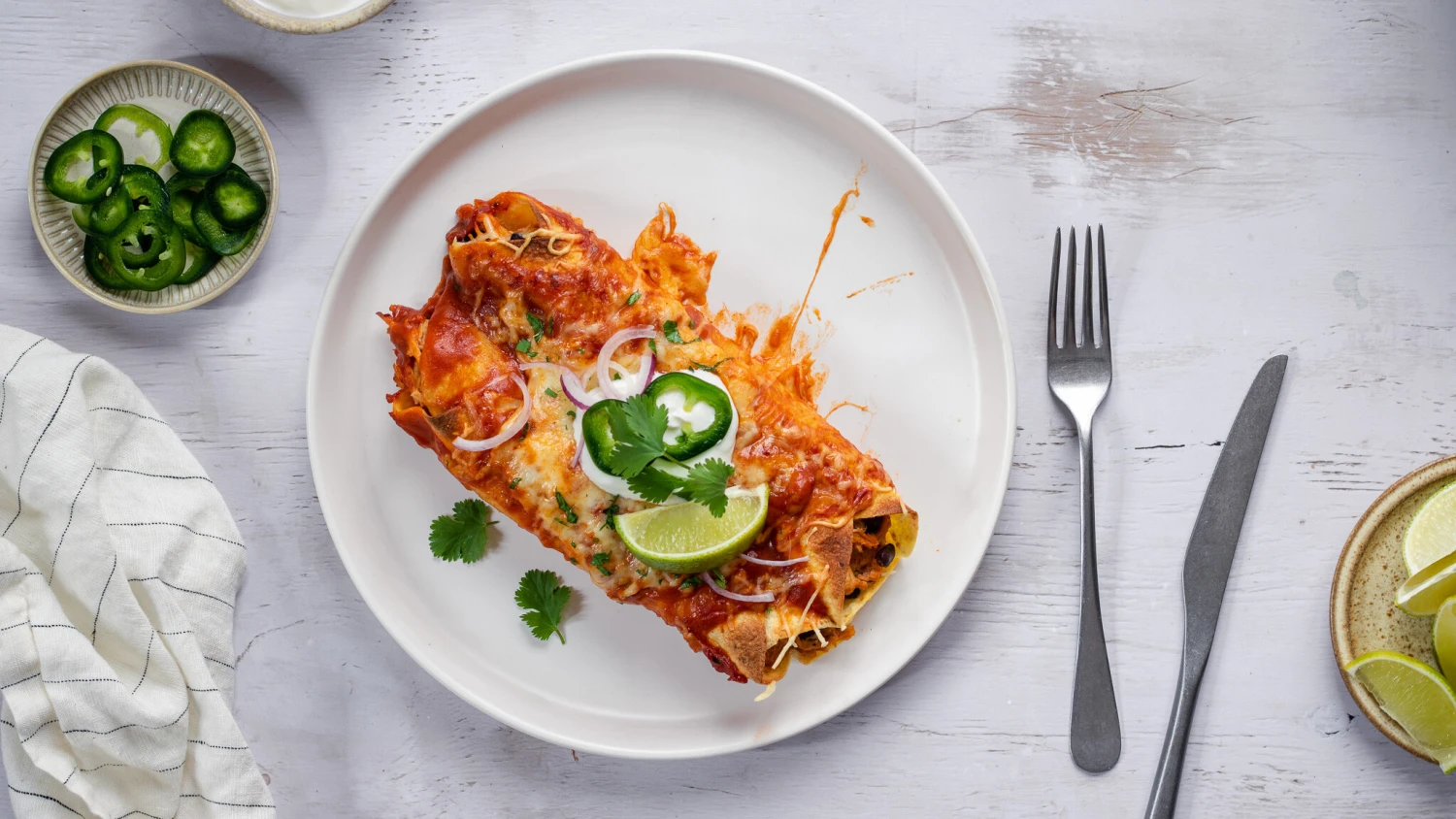 Nálož proteinů srolovaná do mexických enchiladas