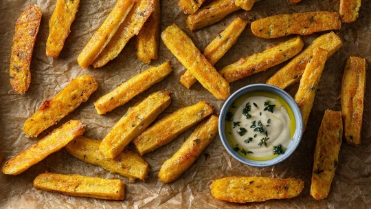 „Polentky“ aneb Polenta ve formě lákavých hranolek s&nbsp;uzeným sýrem