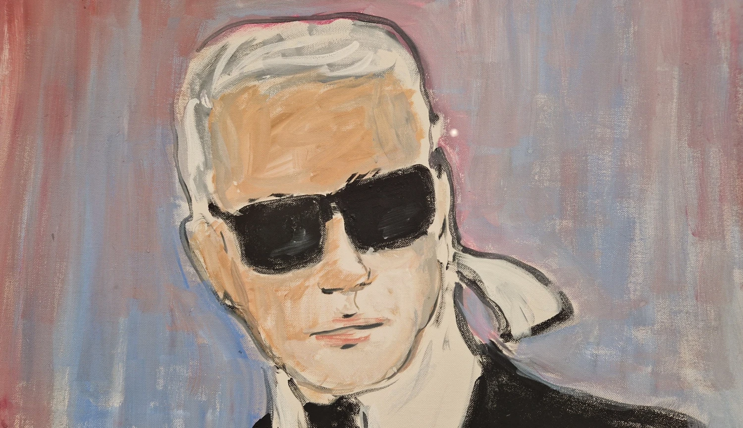 Lagerfeldův autoportrét v Praze. Spolu se skicami módní ikony visí ve Vanguardu 