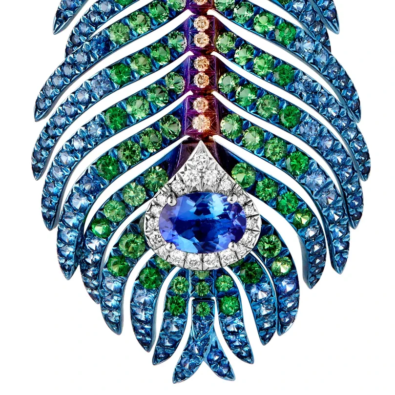 Plume de Paon pendant earrings