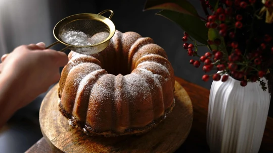 Závin jako bábovka. Voní rumem, je krásně vláčná a skrývá štědrou ořechovou náplň