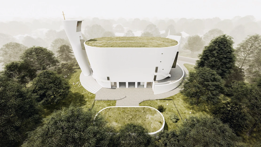 Víra a byznys. V Česku roste jedinečný kostel s ambicí změnit základy stavebnictví