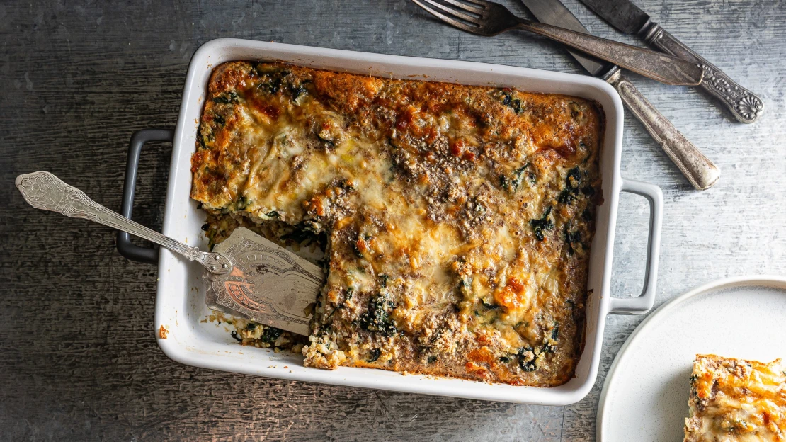 Bezmasá sobota. Zapečená špenátová rýže s ořechy a&nbsp;sýrem potěší celou rodinu