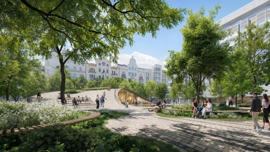 Náměstí před Fairmontem jako jeviště města. Zvítězilo dánské studio Adept