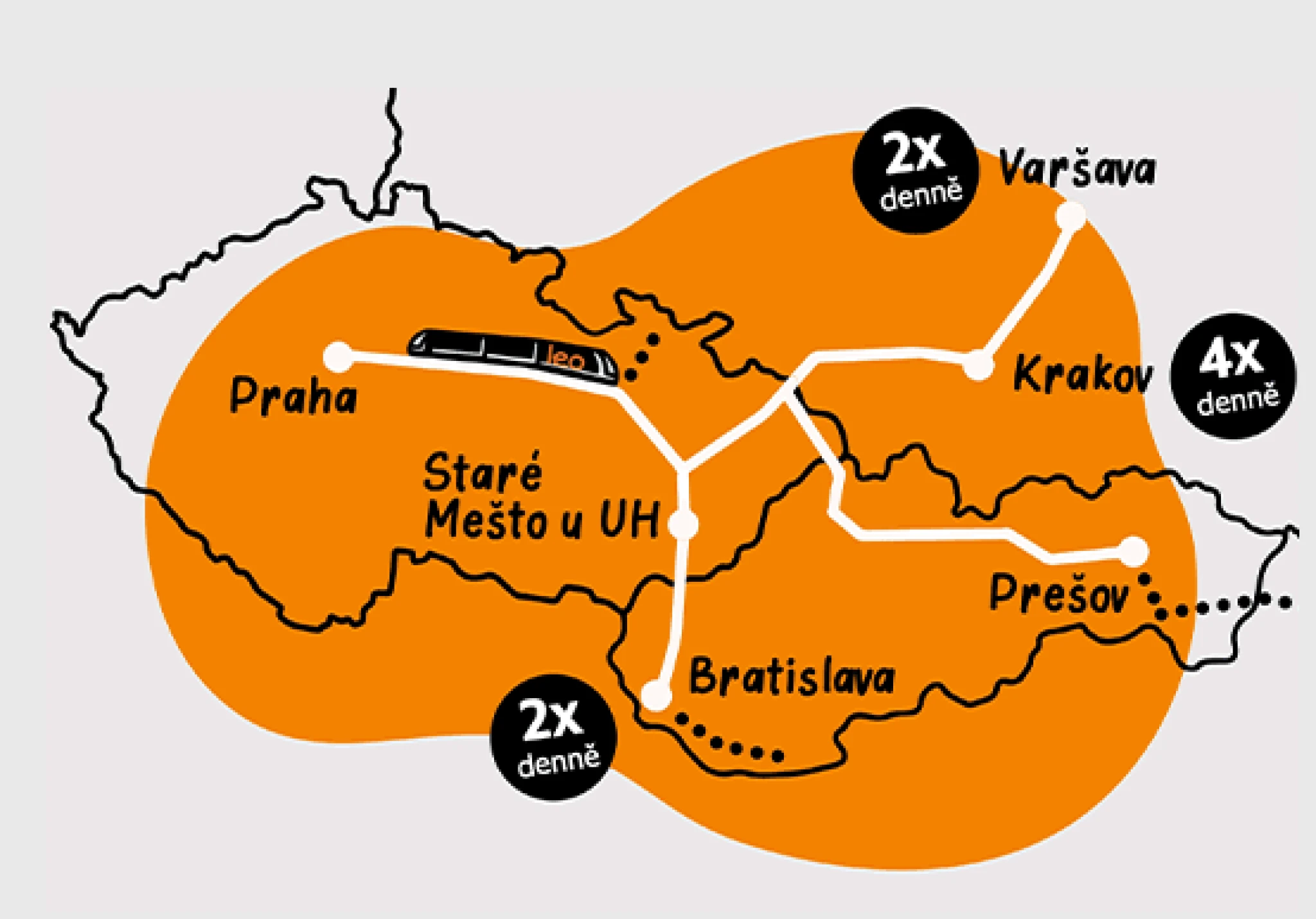 Mapa Leo Expressu se od března rozšíří. Loni přepravil přes čtyři a půl milionu cestujících