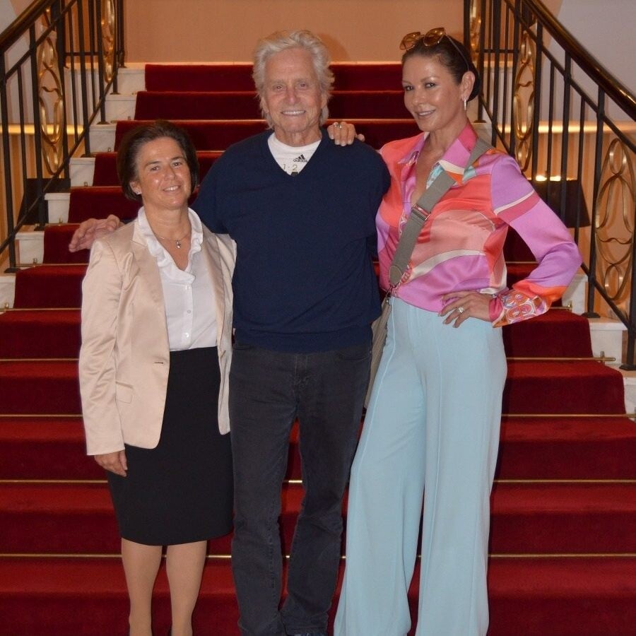 Kathrin Noll s Michaelem Douglasem a Catherine Zetou-Jones