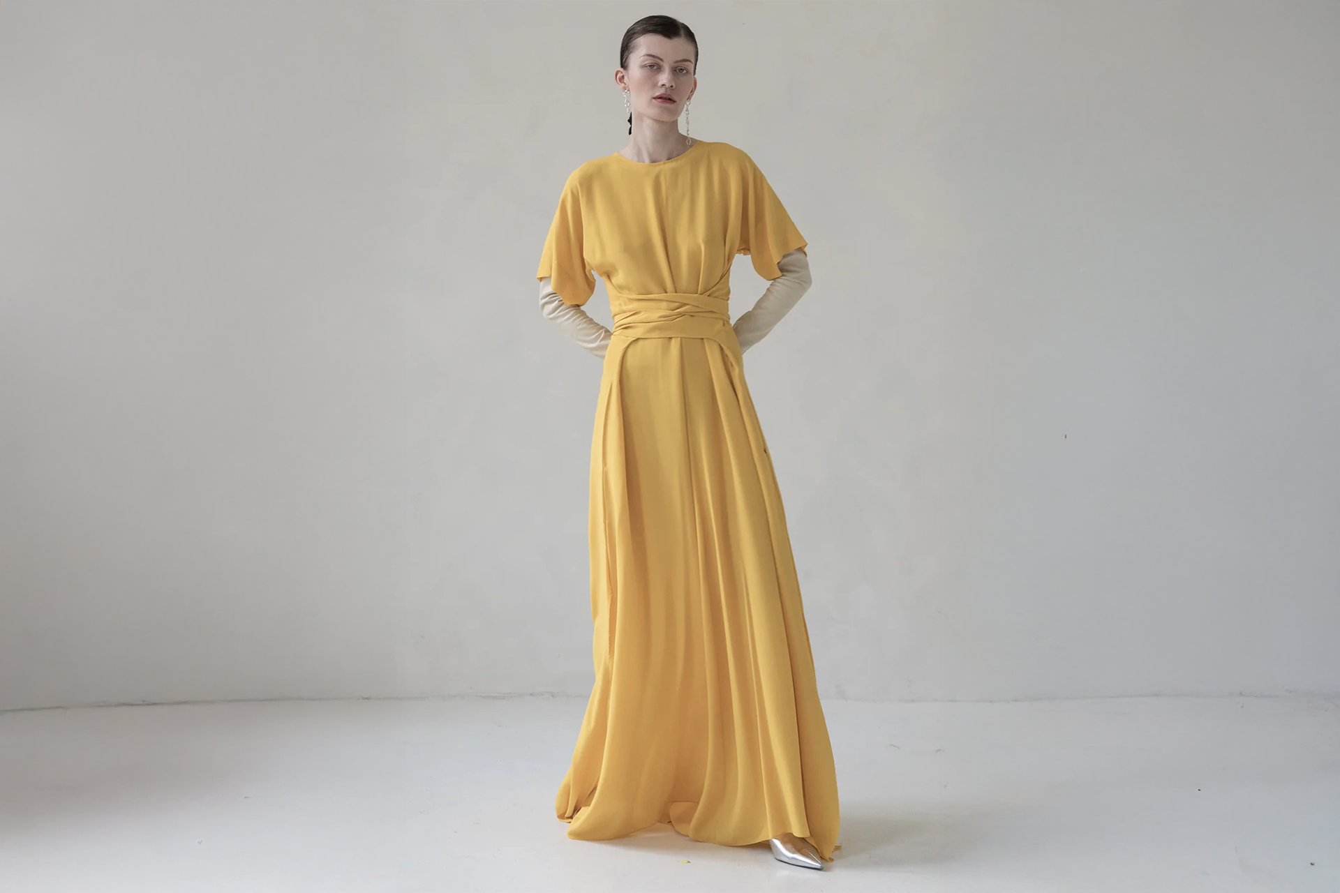 Maxi Silk Dress With Tie