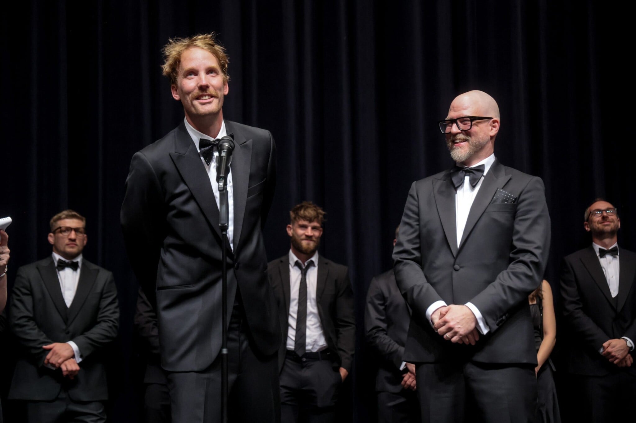 Tomáš Dianiška (vlevo) a Vojtěch Frič na světové premiéře filmu na Mezinárodním filmovém festivalu Karlovy Vary